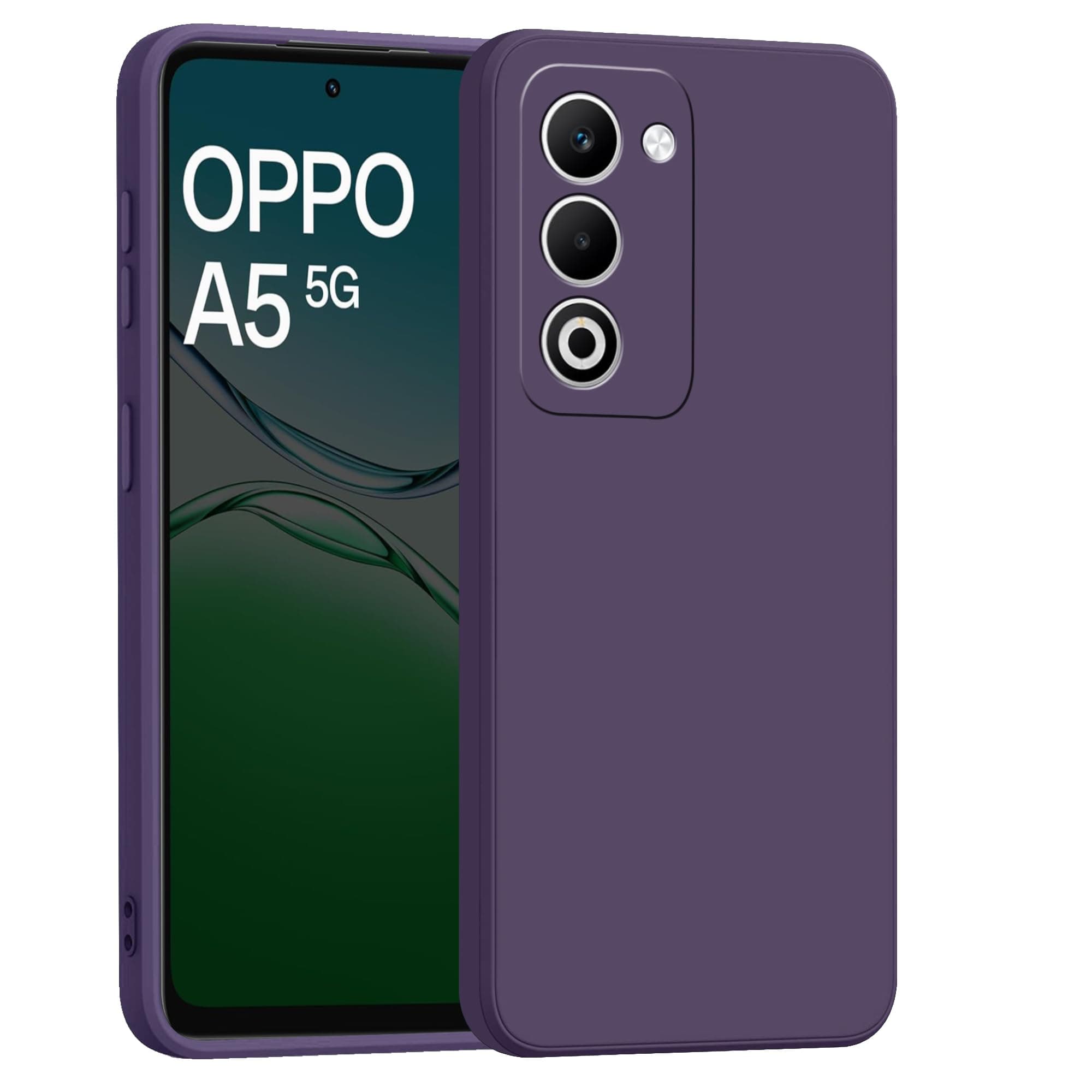 amazon basics Back Cover for Oppo A5 5G | Ultra Slim Soft Rubberised Case | Matte Silicone Flexible Mobile Case | Camera Protection - Purple