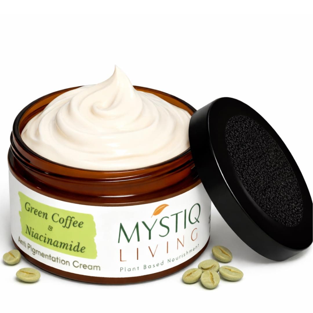 Mystiq Living Pigmentation Cream With Alpha Arbutin, Kojic Acid Face Cream, Retinol & Niacinamide | Green Coffee Blemish Clear, De Tan Removal Cream - 50GM | Men & Women