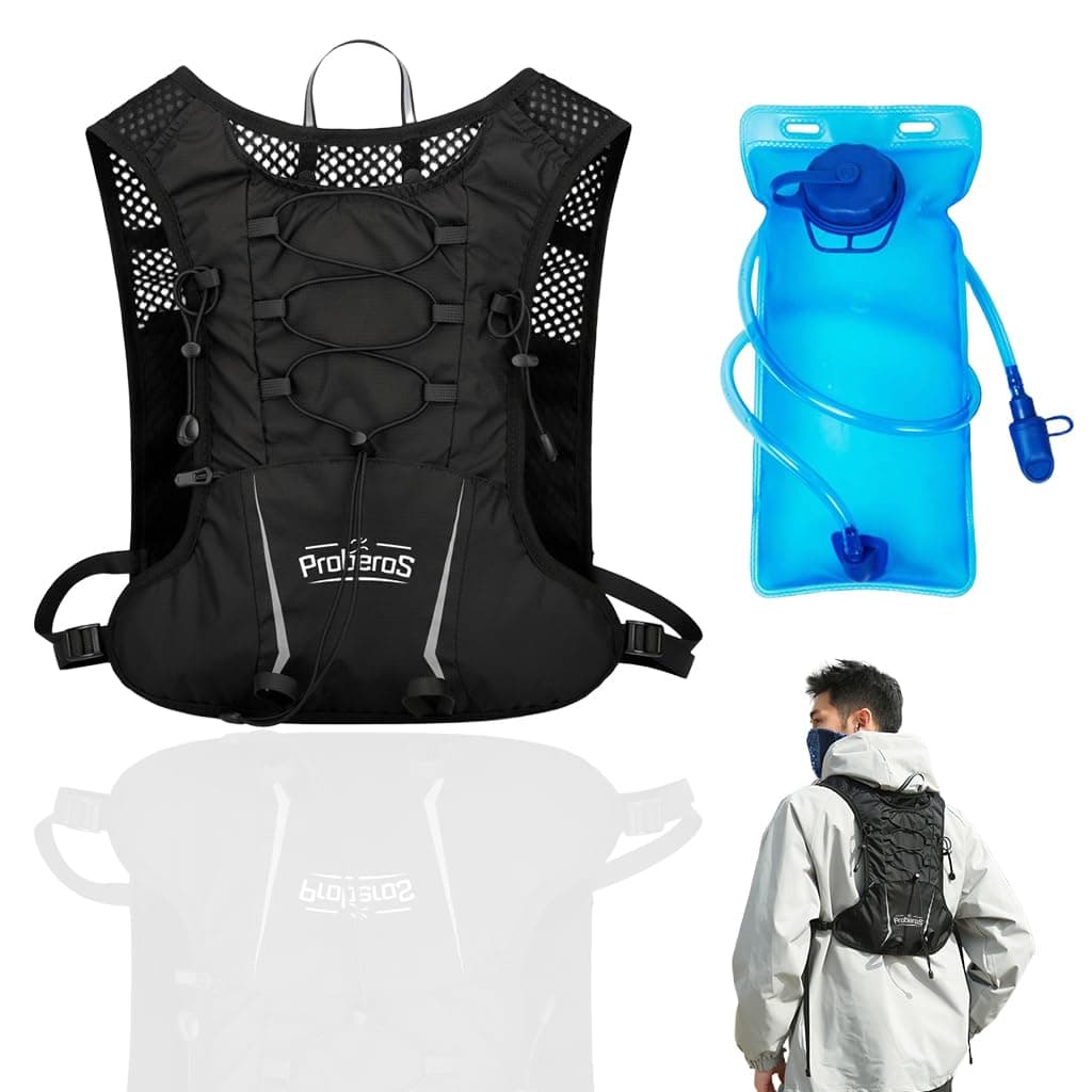 Proberos® 5L Hydration Backpack Vest with 2L Water Bladder, Quick Dry Nylon Mesh Pack for Men Women, Multi Pockets, Ultra Lightweight Fashion Outdoor Gear Hiking, Trail Running