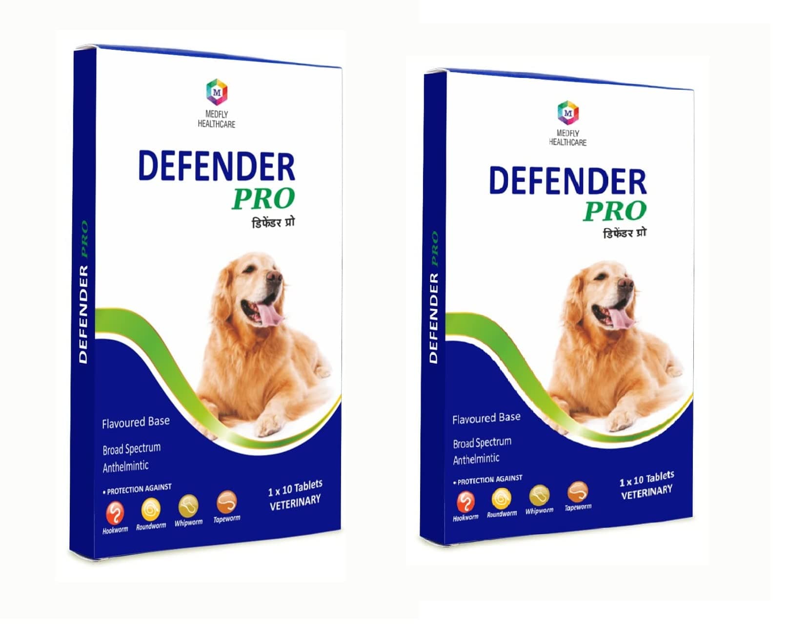 Medfly Healthcare Defender Pro Deworming Tablet For Dogs Of All Life Stages (Pack Of 2)|Natural & Herbal Ingredients|Effective Formula To Kill & Expel Parasites|10 Tablets Per Pack