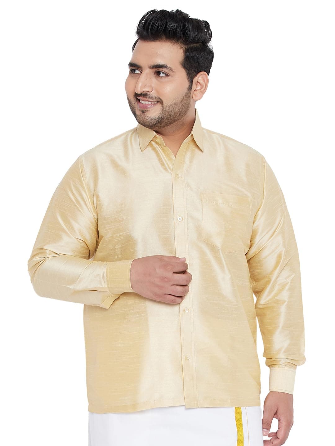 Vastramay Plus Men's Maroon Silk Blend Ethnic Shirt | Traditional South Indian Wear for Rakhi Celebration
