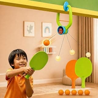 Niwlix Hanging Table Tennis Trainer for Kids Age 5-14 | Door Mounted Ping Pong Game Set with 2 Rackets 5 Balls | Home Play Activity Indoor Reflex Sports Game for Boys and Girls