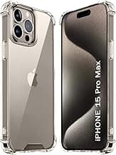 TheGiftKart Crystal Clear Back Cover Case for iPhone 15 Pro Max | 360 Degree Protection | Shock Proof Design | Transparent Back Cover Case for iPhone 15 Pro Max (Transparent Bumper)