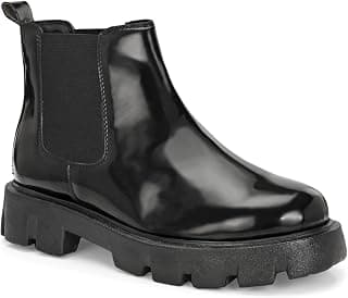 HiREL'S Men's Premium Patent Chelsea Boots|Soft Cushioned Chunky Insole |Slip-Resistance|Dynamic Feet Support|Arch Support Boots | Height Increasing Boots for Men