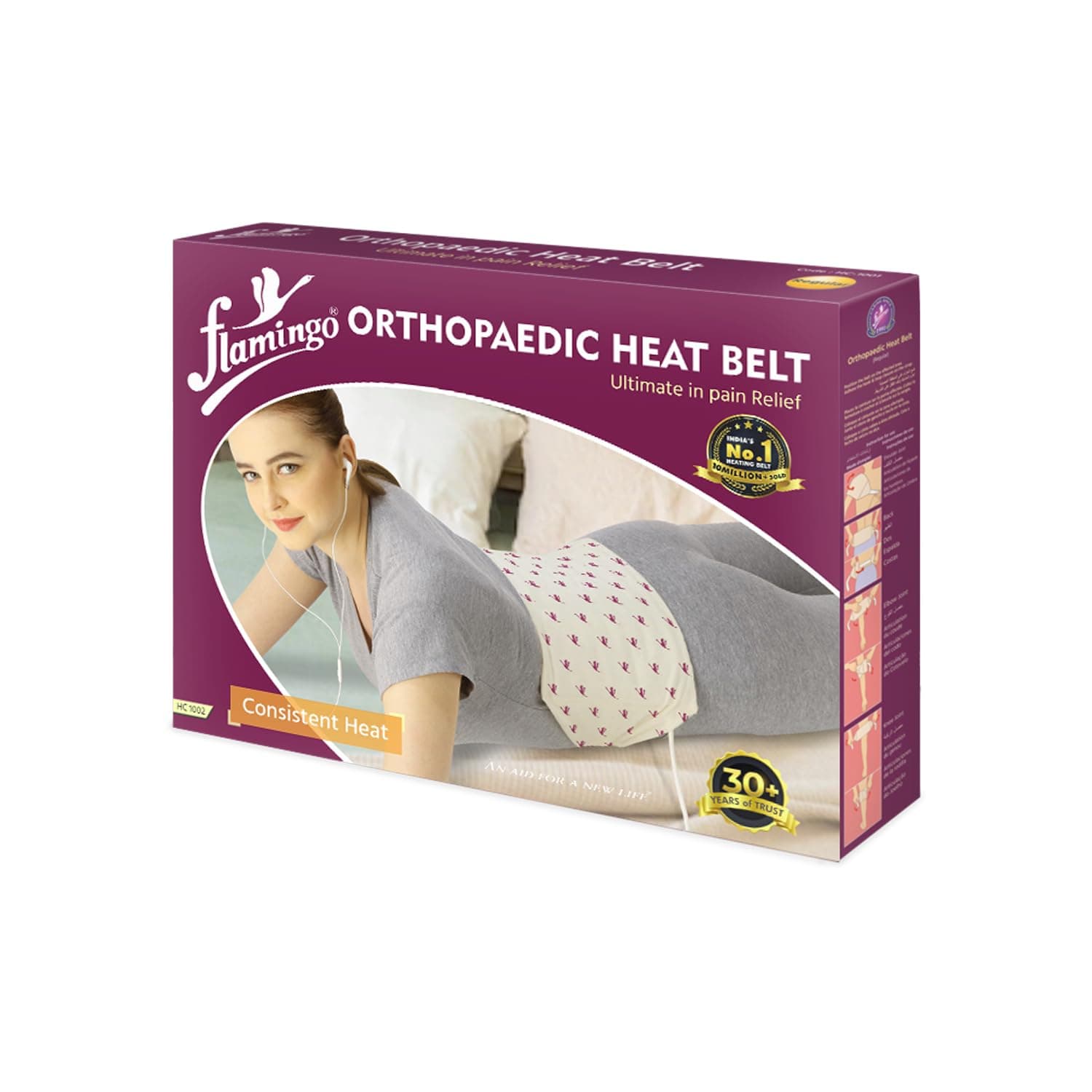 Flamingo Orthopaedic Electric Heating Pad | Pain Relief Heating Belt with Temperature Controller for Lower Back, Knee, Shoulder, Cramps, and Neck | Back Pain Relief (Regular)