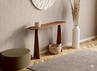 Furniture Modern Solid Wood Console Table with Rounded Edges, Natural Finish, Minimalist Scandinavian Style Entryway Furniture Set for (Style 2, Natural, 80x30x70 cm)