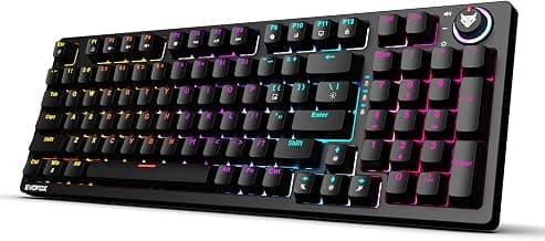 EvoFox Katana X2 FS Mechanical Gaming Keyboard | 3‑Pin Replaceable Clicky Blue Switches, Dynamic Backlighting, All Keys Anti‑Ghosting, Volume Knob, Copilot, Xbox Gamebar, Screenshot & More (Black)