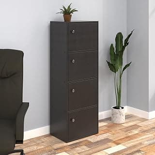 Nilkamal Cary Engineered Wood 4 Shelf Book Case | Book Cabinet with 4 Level Storage (Finish: New Wenge)