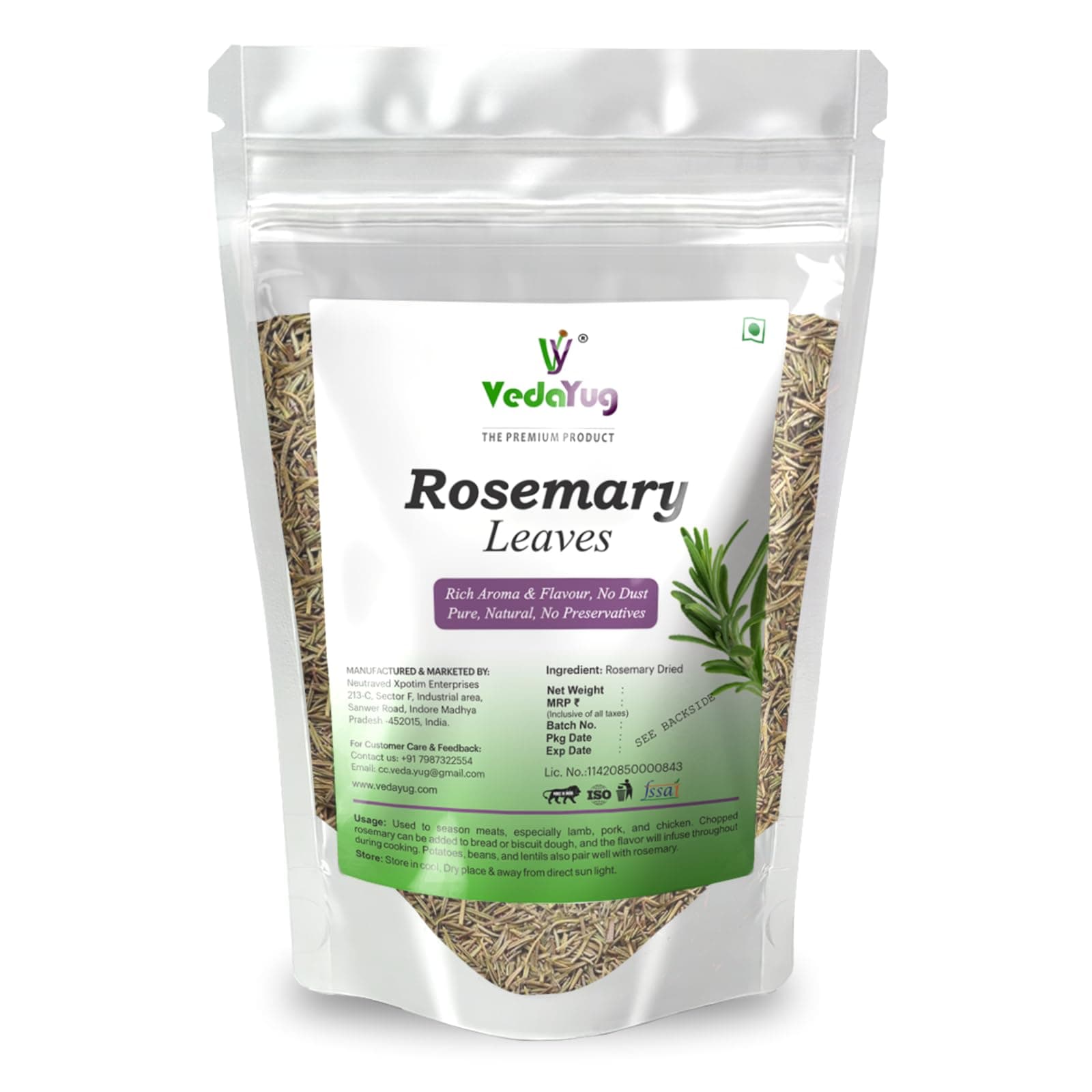VY VedaYug Rosemary Leaves for Hair Growth, Seasoning and Tea 200g | Dried Rosemary Leaf - 200g