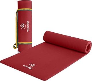 WiseLife Classic Eco-TPE 8 MM Yoga Mat with Yoga Strap for Men & Women | Extra Thick, Long & Wide Non-Slip, Anti-Tear Exercise Mat for Home, Gym, Workout, Fitness, Yoga & Pilates (Maroon)