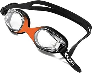 Boldfit Swimming Goggles for Men & Women with Adjustable Strap Anti Fog Goggles for Swimming Men Swimming Goggles for Women Air Tight Swim Goggles UV Protection Training Swim Goggles - BlackOrange