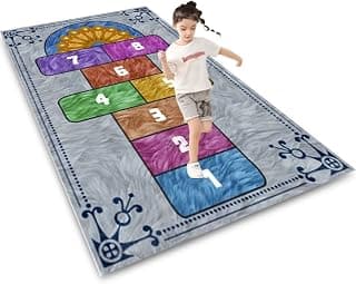 Hopscotch Rug Kids Rug Play Mat for Playroom,Fun Educational Carpet & Area Rugs, Non-Slip Numbers Learning Nursery Rug for Children Bedroom Classroom ,Gift for Girls & Boys 2.6X4ft/31X47IN