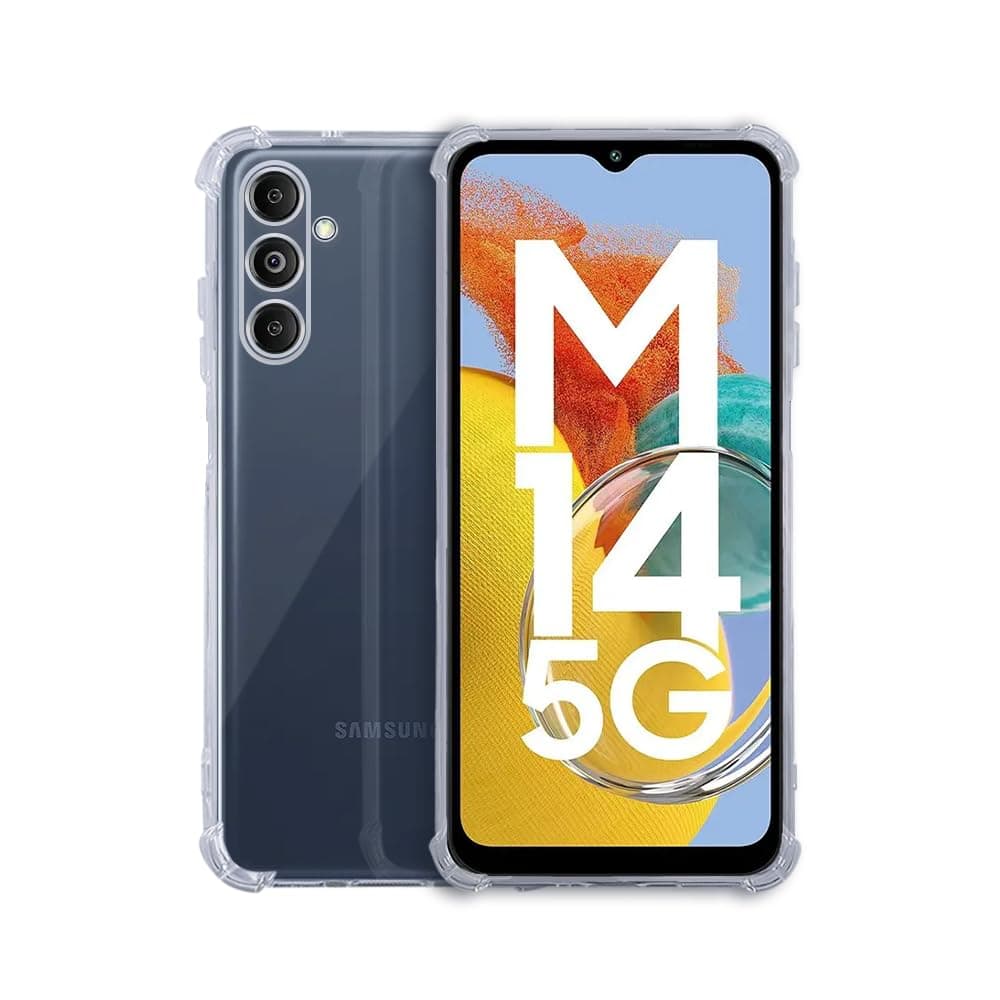 7SEVEN® Back Cover for Samsung Galaxy M14 5G Transparent Mobile Back Case Shock Proof Design Camera Edges Protection Crystal Clear Phone Case Silicon Soft TPU and Flexible Bumper Phone Cover