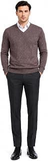 Men's Wool Blend Self Check V-Neck Sweater Full Sleeve Regular Fit Soft & Warm Winter Pullover Knitwear for Casual & Office Wear