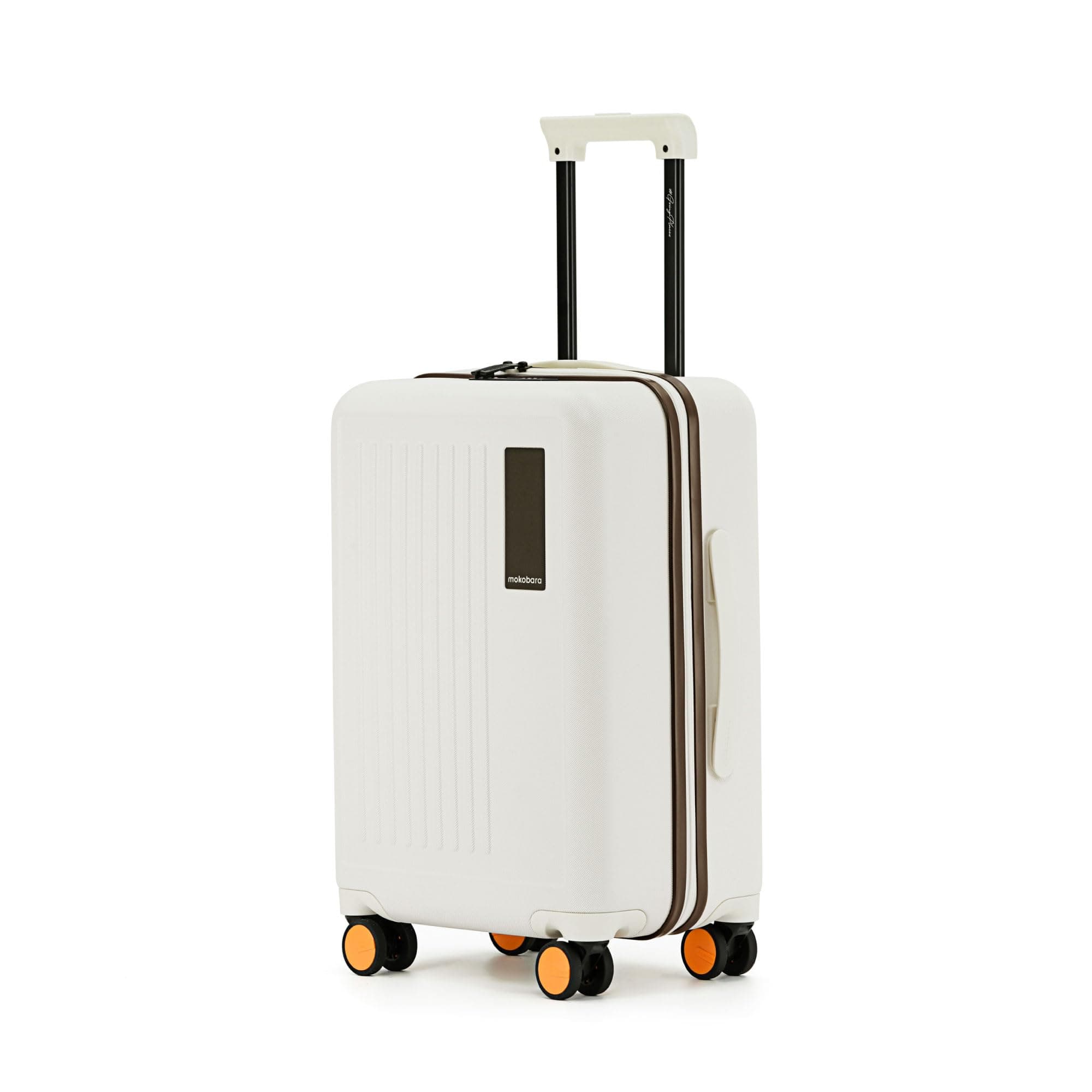 MOKOBARA Transit Cabin Luggage Trolley Bag|54 cm|40L Capacity|Makrolon Polycarbonate Hardshell|TSA Approved Lock|YKK Zippers|Silent Hinomoto Wheels|for 3-5 Day Trips|White(Still Loading Brownray)