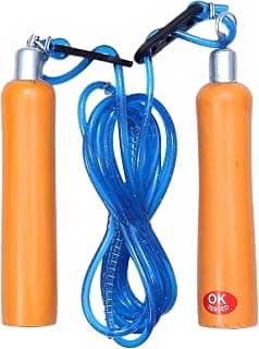 SX Fitness Jumping Skipping Rope with Comfortable Wooden Handle for Weight REDUCING/Warm-UP/Gym/Sports & Gym Fitness
