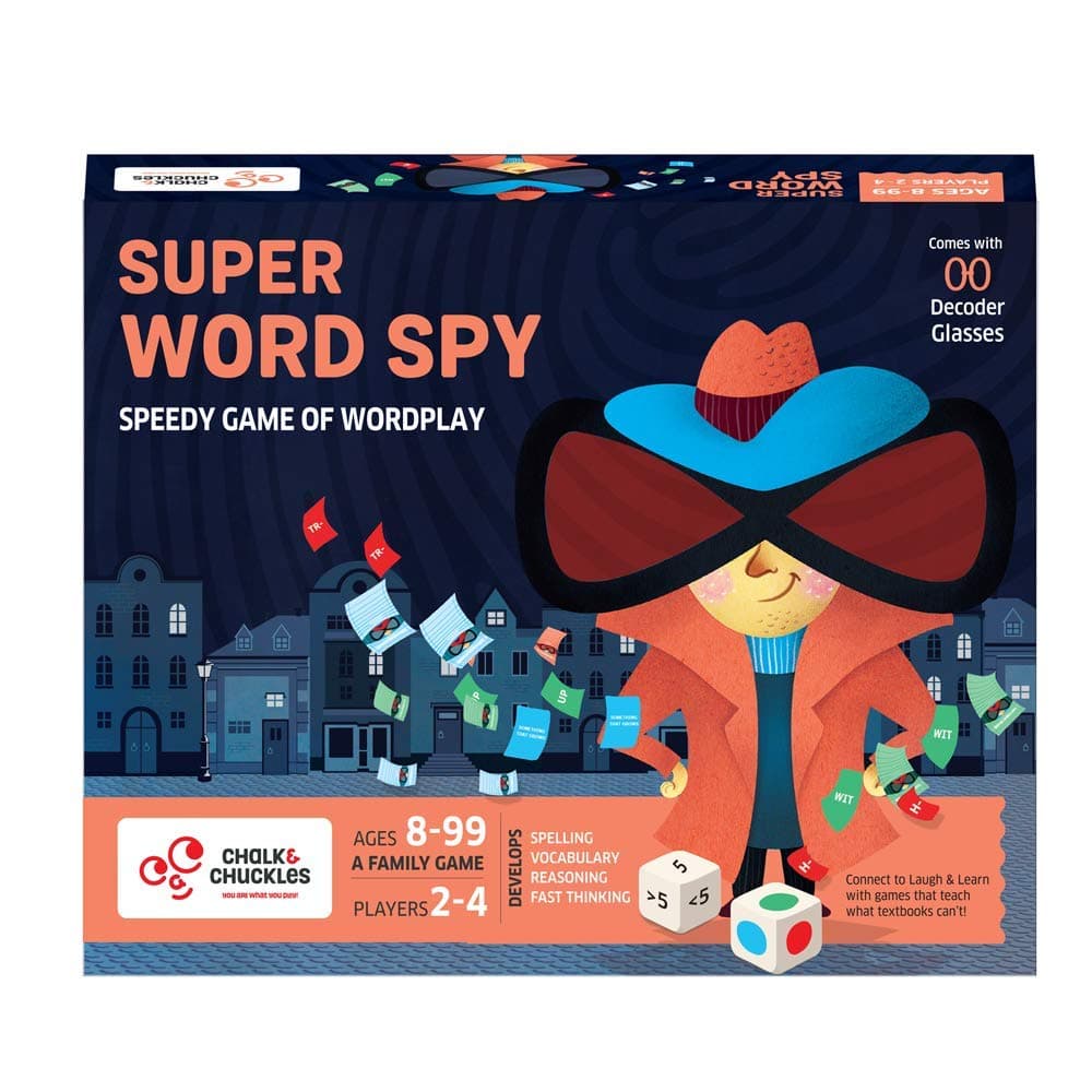 Chalk and Chuckles Super Word Spy - Fun Family Word Game, Kids and Adults Age 8 and Up (8-99 Yrs), Educational Board Games for Girls, Boys 10 Years, Birthday Gifts for Kids