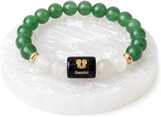 EverMineCrystal Zodiac Crystal Bracelet with Raw Selenite Plate for Men & Women | Aries, Taurus, Gemini, Cancer, Leo, Virgo, Libra, Scorpio, Sagittarius, Capricorn, Aquarius & Pisces Rashi Bracelet | Astrology Healing Crystal Gift