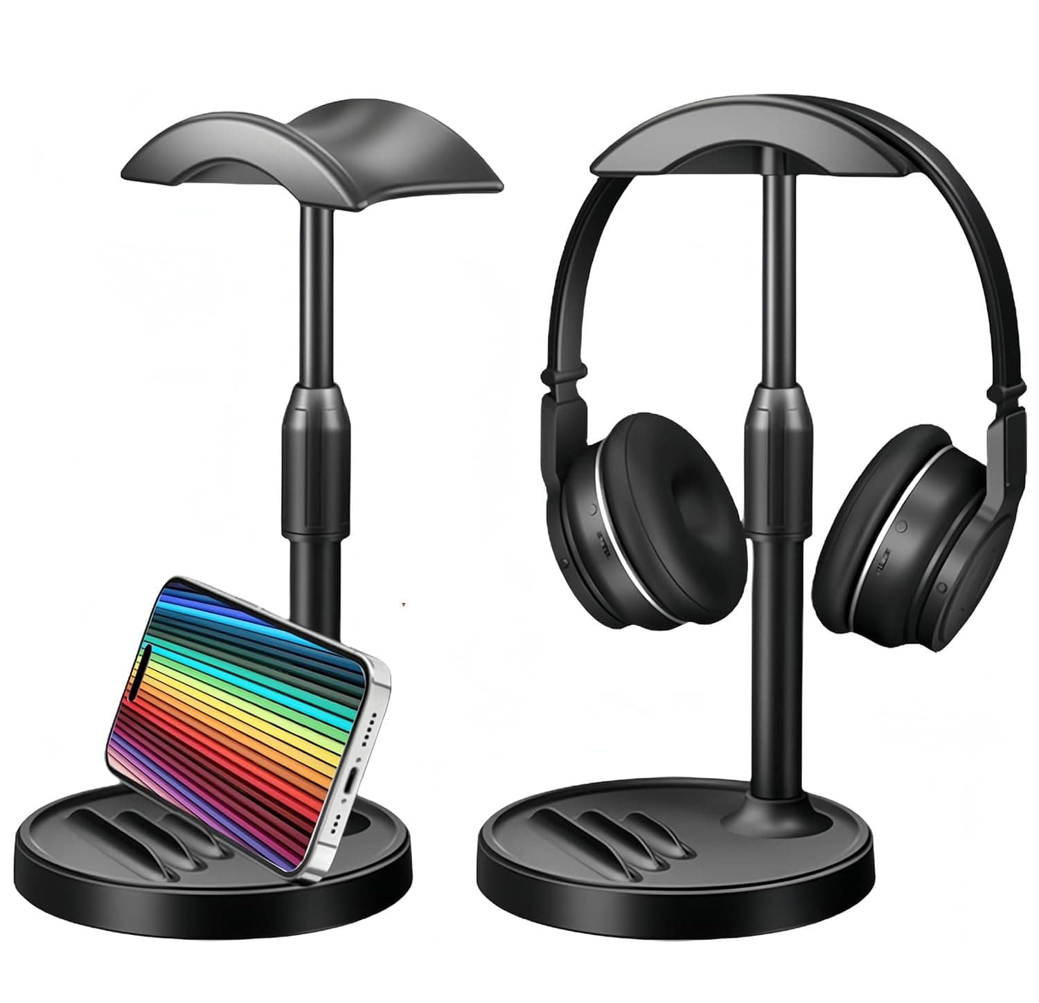 OIVO INDIA 11.4inch 2 in 1 Headphone Stand for Desk, Gaming Headset Stand, PC Gaming Headset Stand, Earphone Stand with Smartphone Stand. Headrest ABS Solid Base for All Headphones