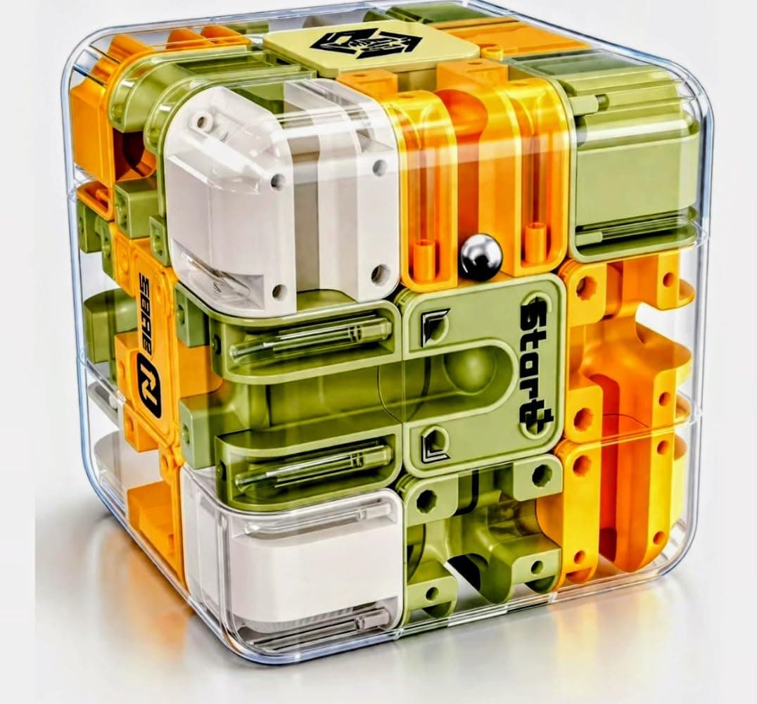 3D Maze Puzzle Cube with Metal Ball Inside - Transparent Handheld Marble Run Brain Teaser Game for Kids & Adults | Focus Skill Development Educational Toy and Stress Relief Challenge