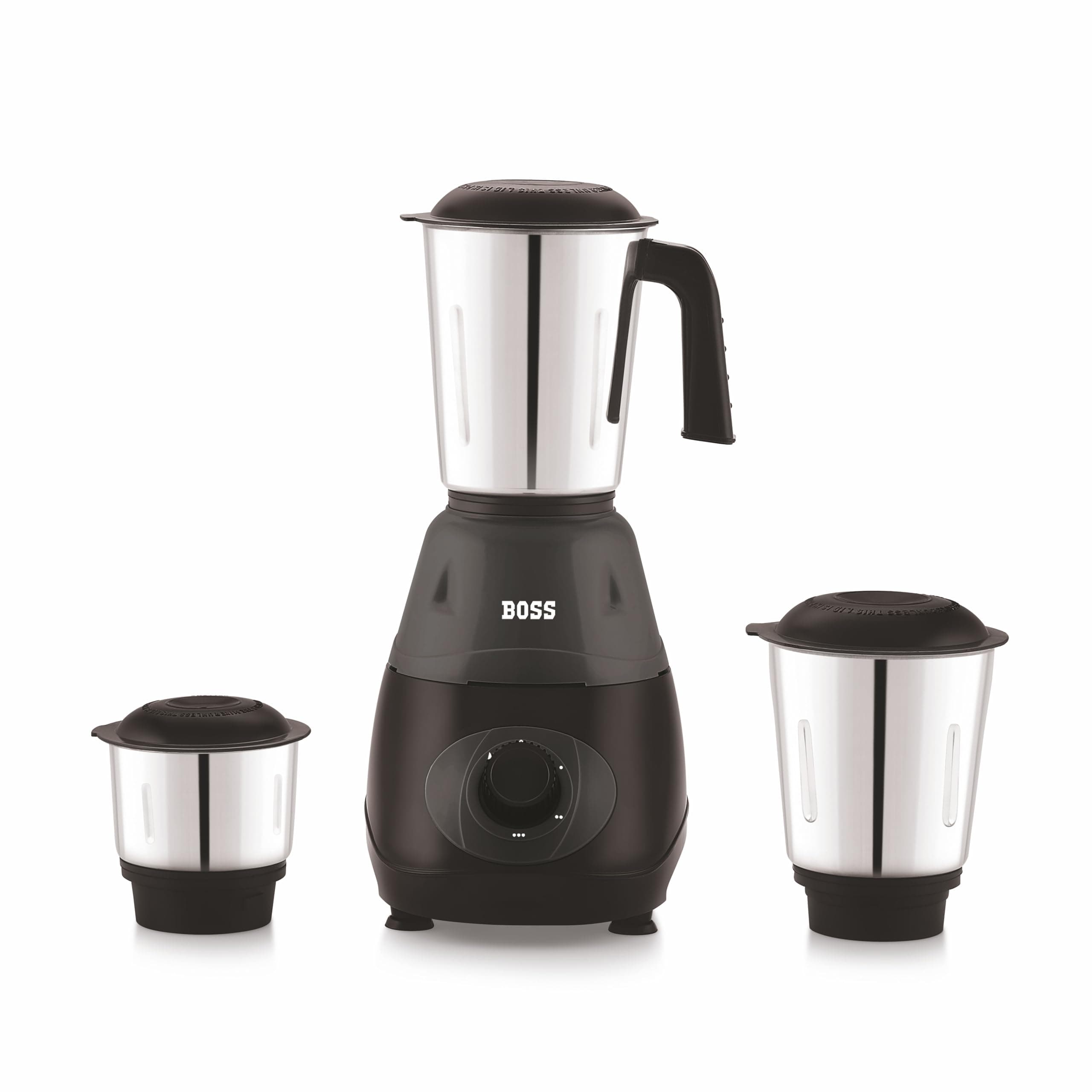 BOSS Bravo 500W Mixer Grinder with Powerful Motor, Unique Flow Breaker Design & Overload Protection (3 Stainless Steel Jars, Grey)