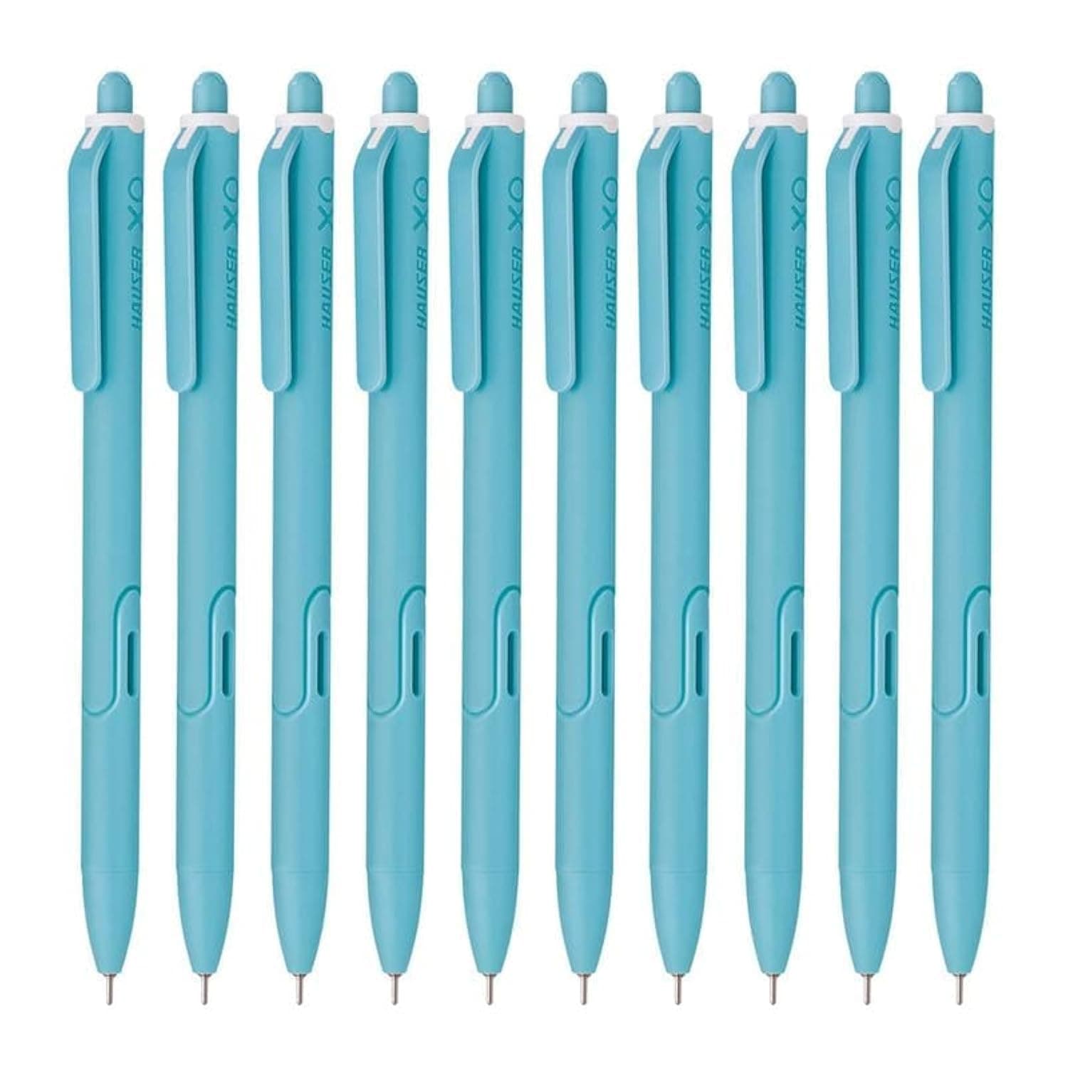 Hauser XO RT Retractable Ball Pen | Sleek Body & Minimalistic Design | Matt Finish & Solid Body Type | Low Viscosity Ink With Ultra Durable Tip | Blue Ink, Set Of 10