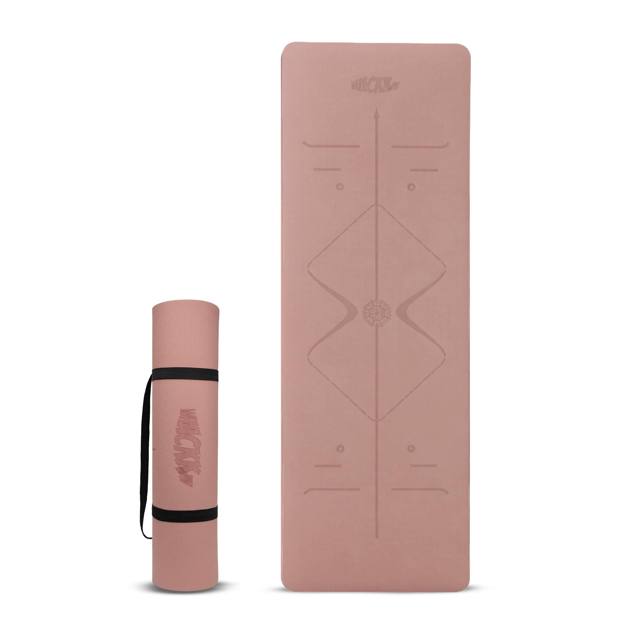 Whackk TPE 8mm Laser Engraved Position Marking Yoga Mat| Coral Pink |Non-Slip Mat ext Thick extra cushioning for knee w. Carry Strap|Lightweight & Eco-Friendly Non Toxic I Exercise and Fitness