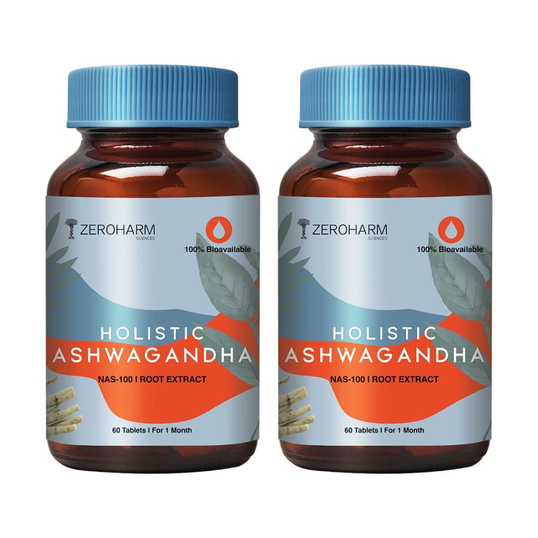 ZEROHARM Nano Ashwagandha Supplement with 10% Withanolides 600mg Per Serving | Ashwagandha Root + Pectin | Natural Adaptogen for Stress Balance, Energy, Focus & Performance | Men & Women | 120 Tablets