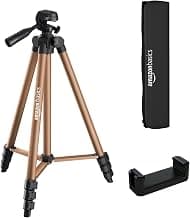 Amazon Basics Lightweight 41-134cm Tripod with Mobile Holder & Carry Bag | for All Camera/Go pro/Smartphones| Copper