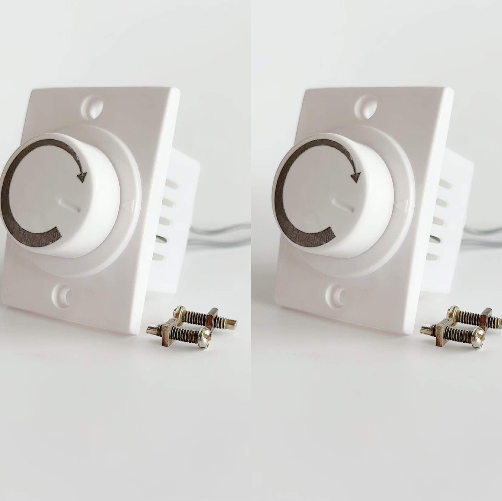HI PLASST PINS N PLUGS (Pack of 2) Non-Modular Socket Dimmer 2M Socket Type Electronic Fan Regulator // Old Dimmer Type Ceiling Regulators for Fan for Home & Offices (L*B = 5 * 4.7cm) TRIAC, White