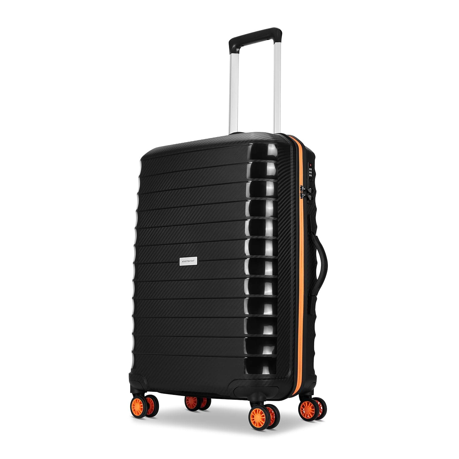 Aristocrat Altitude 8 Wheel Medium Size (Check-in) Hard Case Trolley Bag | Combination Lock |Tough and Durable Polypropylene Luggage | 3 Year International Warranty| 68 CM Suitcase for Travel| Black