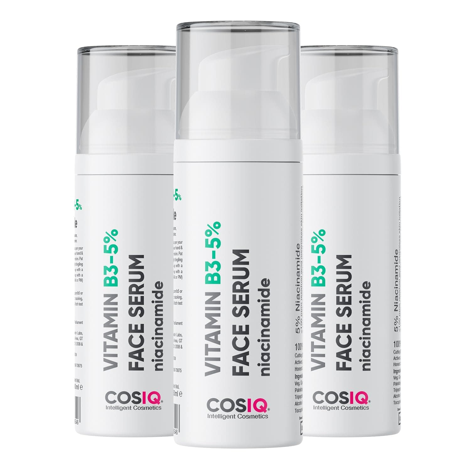 Cos-IQ 5% Niacinamide Face Serum, 30ml Pack of 3 | 3-Month Supply, Beginner-Friendly, Fades Marks, Minimizes Pores, Gentle For All Skin Types