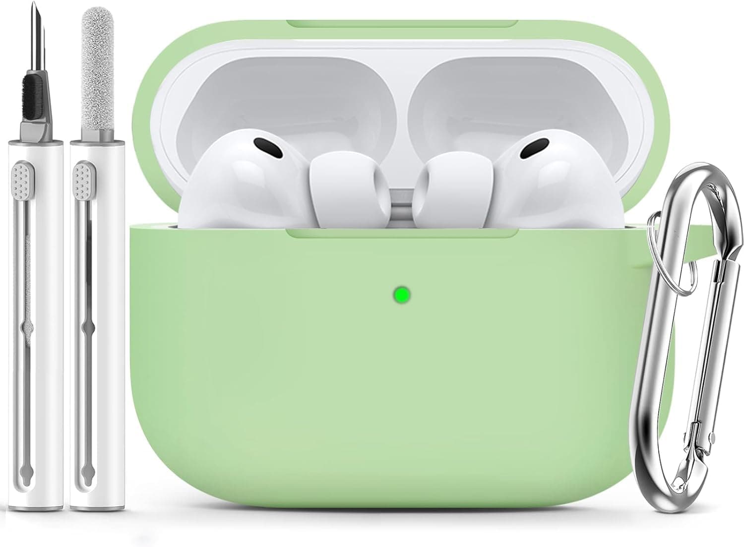 Meyaar for AirPods Pro 3 Case 2025 with Cleaner Kit,Soft Silicone Protective Cases for Apple AirPods Pro 3rd Generation Case for Women Men,AirPod Pro 3 Accessories with Keychain(Pastel Green)