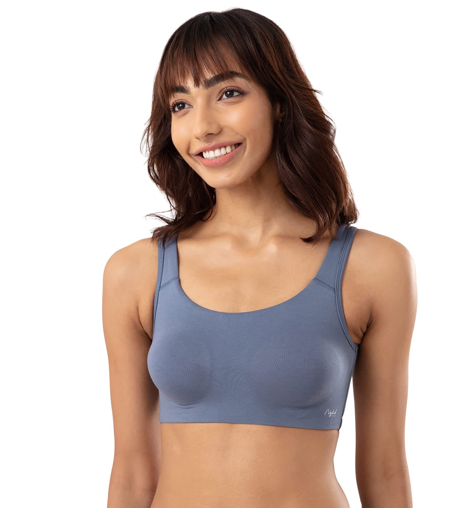 NYKD NYB113 Cotton Non Padded Non Wired Full Coverage Slip On Everyday Bra Wide Straps Gentle Side Lift