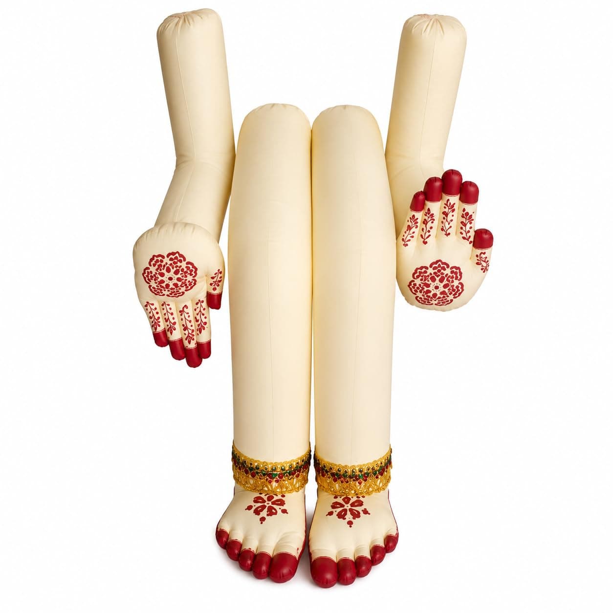 Daedal crafters Fabric Hands & Legs for Goddess Decoration, Varalakshmi Devi Hands for Pooja Decor, Gowri Doll Reusable Cotton Fabric Hands for Pooja Festival (Hands: 17 cm & Legs: 35 cm)