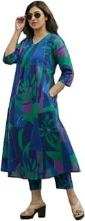 Asmeriyo Women Printed Co Ord Set with Side Pocket | Women 2 Pic Kurta Set I Fancy Kurta Set | Stylish Kurti Outfit | Co-Ordination Wear | Festive and Casual wear (216-C-D-19-02)