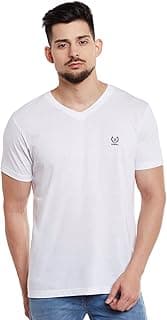 Mack Jonney White V Neck Cotton Tshirt for Men(Pack of 1)-VEE-WHITE01-XL