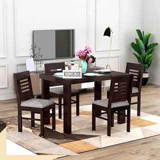 Dining Table with Chair Set || Dining Room Furniture || Dining Table Set || Sheesham Wood Dining Table 4 Seater Set || Wooden Dining Table 4 Seater || Home Furniture Dining Table || Walnut Finish