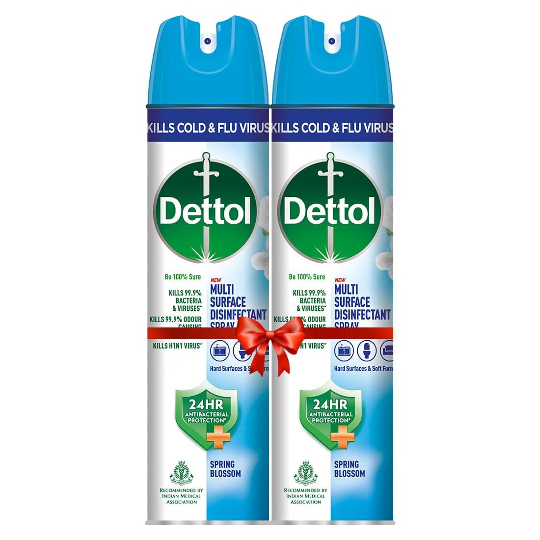 Dettol Disinfectant Sanitizer Spray Bottle (Pack of 2 - 225 ml each) | Germ Kill on Hard and Soft Surfaces