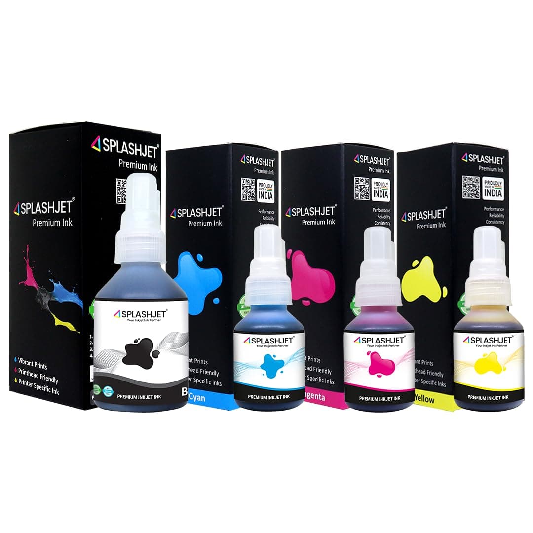Splashjet Compatible Refill Dye Ink for Brother DCP- T220, T300, T310, T420, T500, T520, T820, T920, T510, T910, T710, T4000W, T800W, T710W - Printer (C/M/Y - 50gm x 3)(Black x 105gm) - 502372