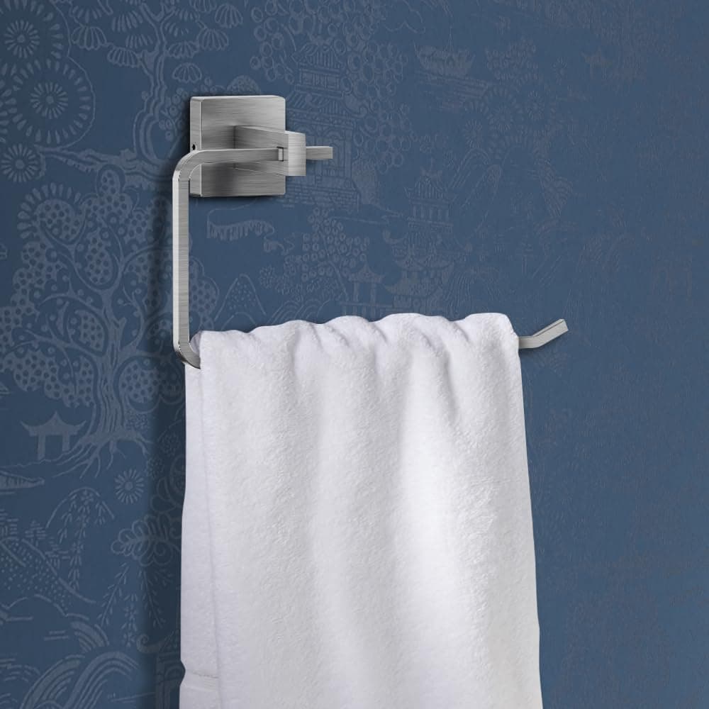 Kohler Towel Ring | SS304 Stainless Steel Bathroom Towel Ring | Corrosion Resistant, Anti-Fingerprint, Anti-Peel | Open Mouth Design for Easy Usage | 2 Years Warranty (Brushed Stainless Steel Finish)