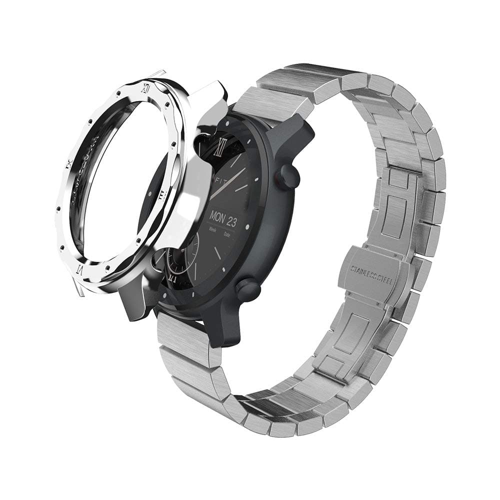 Oboe Colorful PC Edge Watch Frame Case Cover [Anti-Scratch] [Shockproof Bumper Shell] Compatible for Amazfit GTR 42mm Smart Watch (Silver Plating)