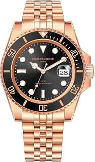 RODERICO GIULIANI RODERICO GIULIANI Analog Black DIAL Rose Gold CASE Black Bezel Jubilee Steel Bracelet Men's Watch MJSA-7405