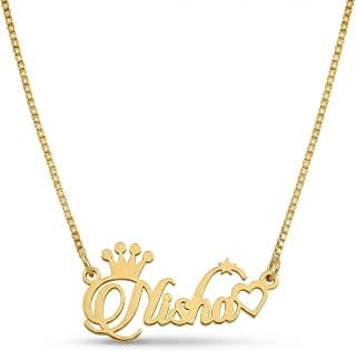 Diva Jeweller Customized Special Style Name Necklace, Personalized Gold Tone Pendant with Chain