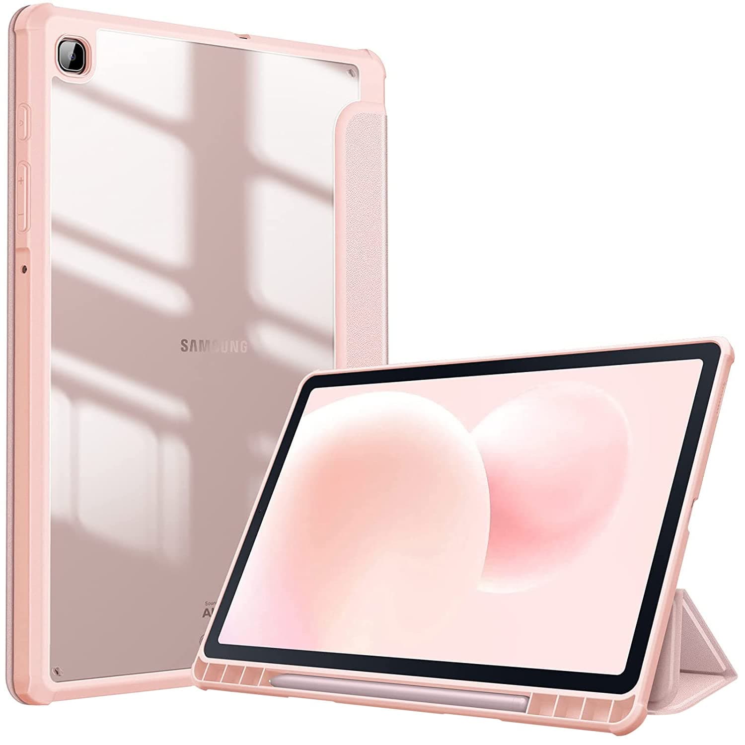 SwooK TPU Hybrid Slim Case for Samsung Galaxy Tab S6 Lite 10.4'SM-P610 SM-P615 with S Pen Holder, Shockproof Cover with Clear Back Shell, Auto Wake/Sleep (S6 lite 10.4 inch, Rosegold)