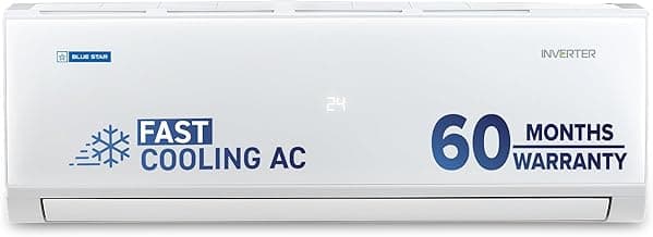 Blue Star 1 Ton 3 Star,Inverter Split AC (Copper, Convertible 5 in 1 Cooling, DigiQ Hepta Sensor,Blue Fins, Self Diagnosis, IE312PNU, White)