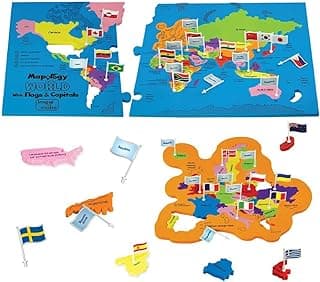 Imagimake Mapology World Flags & Capitals Jigsaw Puzzle |75 Multi-Colored Country-Shaped Pieces | Birthday Gift for Boys and Girls| World Map Puzzle | Educational Toys for Kids 5,6,7,8,9,10