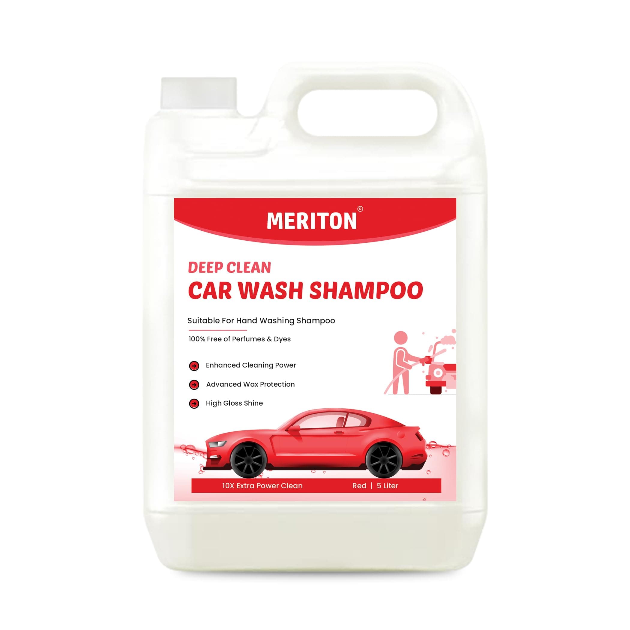Meriton Deep Clean Car Wash Shampoo - Enhanced Cleaning Power, Advanced Wax Protection, High Gloss Shine, 100% Free of Perfumes & Dyes, Suitable for Hand Washing