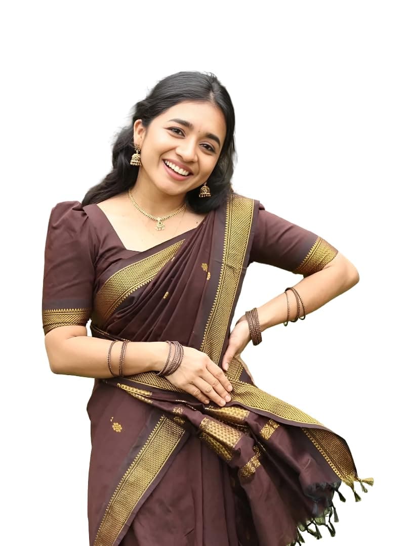 ILAIYAAL CLOTHINGS South Cotton Gadwal Saree for Women | Celebrity Inspired Traditional Ethnic Wear | Chettinad & Kalyani Cotton Sarees | Soft Cotton Saree with Blouse Piece