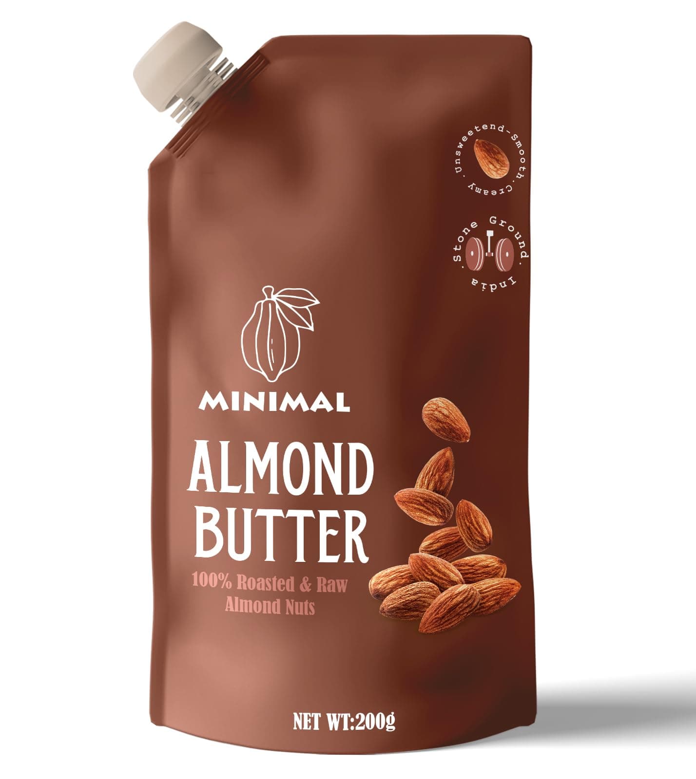 Minimal Dry Roasted Pure Almond Nut Butter 200g - Pure Creamy Nut Butter - Gluten Free, Vegan, Kosher, Paleo, Non-GMO Nut Butters Single Ingredient
